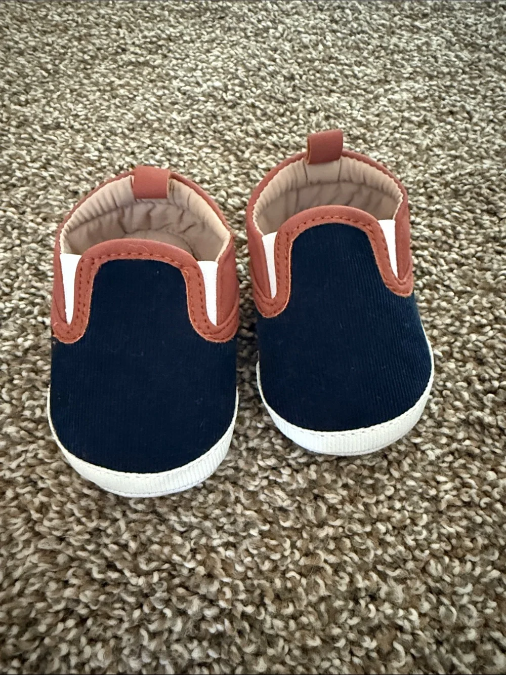 Baby Slip-On Canvas Shoes in Navy and Brown